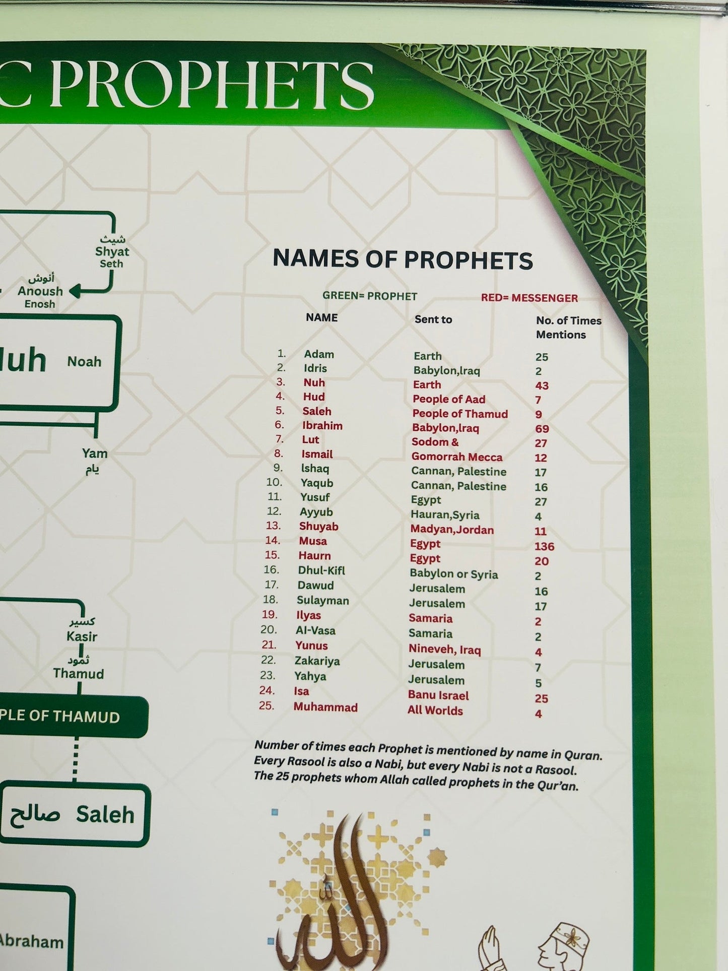Prophet (PBUH) Family Tree (No Frame)
